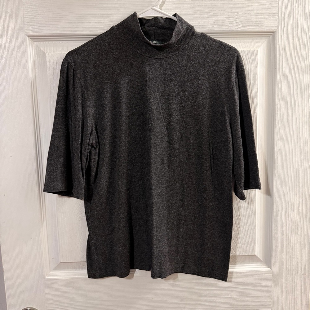 Lauren Ralph Lauren Charcoal Mock Neck Top